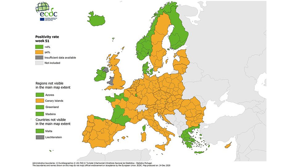 Κορωνοϊός: Χαραμάδες αισιοδοξίας - «Πράσινη» η Ελλάδα στον χάρτη θετικότητας του ECDC